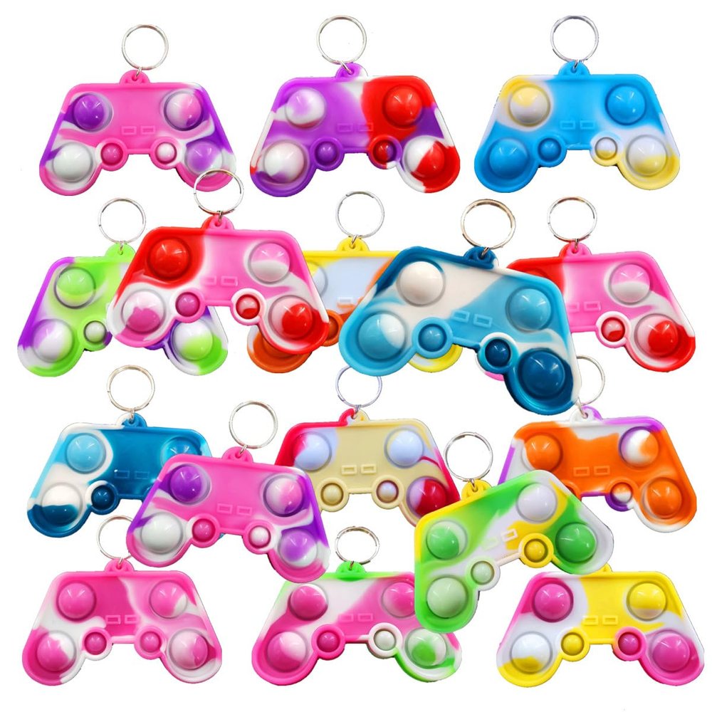 100 Packs Bulk Game Controller Backpack Mini pop Fidget Keychain,Birthday Party Favors,Summer Students Bubble Prize for boy and Little Girl,Kids Gifts