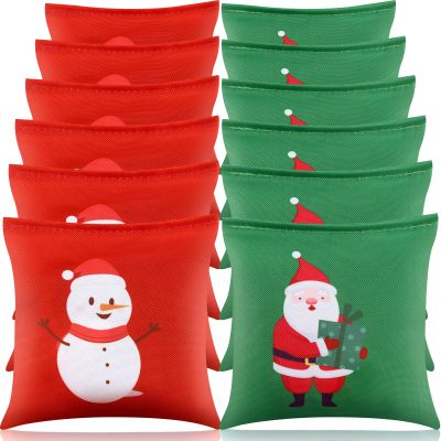 Ceenna 12 Pcs Fall Bean Bags Autumn Pumpkin Maple Halloween Ghost Corn Hole Game Bags for Tossing Game Thanksgiving Corn Hole Bean for Fall Holiday Party(Snowman and Santa Claus)