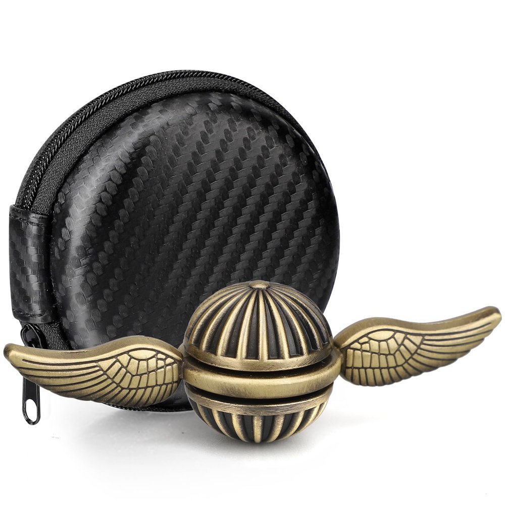 Brass Fidget Spinner Orb Anxiety Toy, Stress Relief Spin Fidgets Hand Bearing Tri Spinner for Kids Adults, Cool Ball Fingertip Gyro Spinning Top Novelty Gift for School Home Office