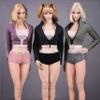 1/6 Scale Female Clothe,Female Sports Clothes Suit Coat Jacket Vest Shorts Costume Outfit Clothing for 12inch Action Figure Body (Blue Coat+White Vest+Black Shorts) view 2