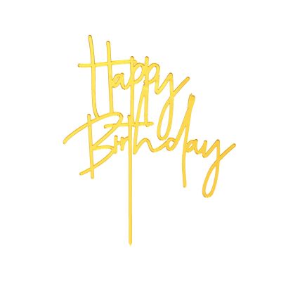 Gold DIY Happy birthday Cake Topper Acrylic Happy Birthday Cake Sign Party Decorations Supplies(Gold 1)