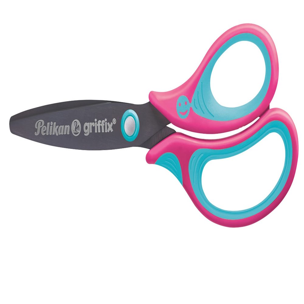 Pelikan griffix School Scissors Round, 1 Piece, Craft Scissors for Right-Handed Users for School Crafts, Children's Scissors in SweetBerry (LovelyPink)