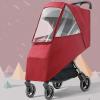 Universal Stroller Rain Cover - Windproof, Coldproof - Breathable Material, Ventilation Holes for Unrestricted Airflow (Wine Red) view 3