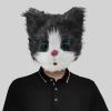 Cute Cat Mask, Novelty Full Face Cat Mask Plush Faux Fur Cat Mask Cosplay Costume Party Props for Halloween Costume Party (Gray) view 3