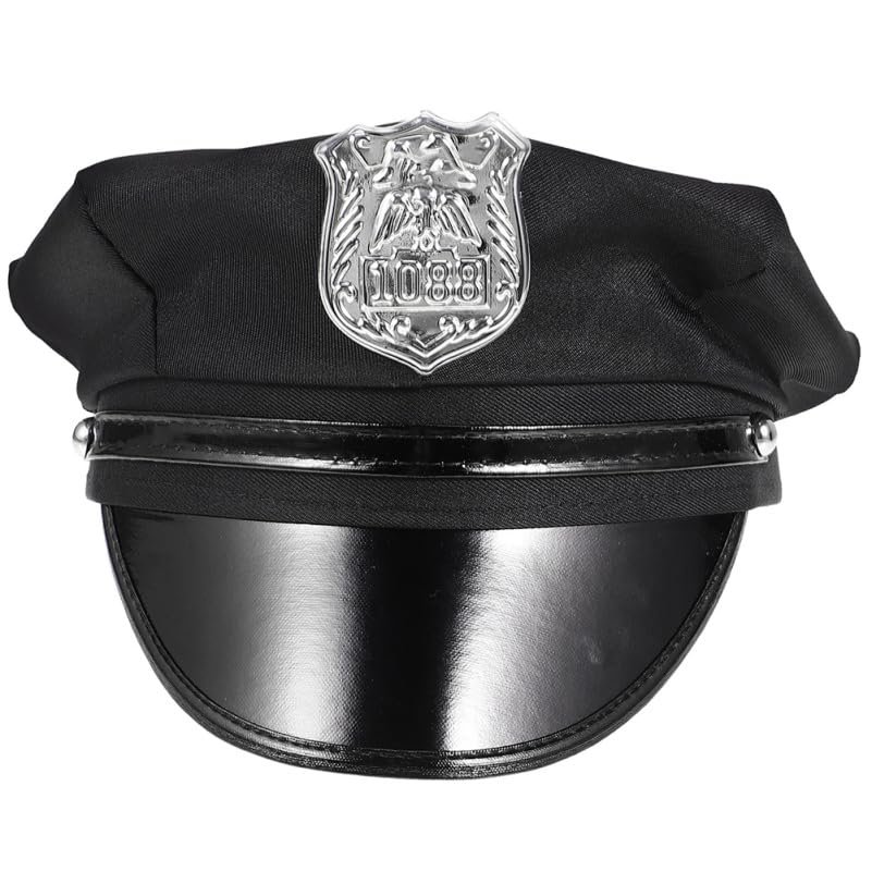 Beaupretty Police Hat Officer Cap Women Police Hat PU Leather Captain Officer Costume Accessories for Halloween Christmas Cosplay