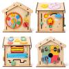 Almencla Busy Board Wooden House Sensory Toy 14 in 1 Basic Life Skills Early Education Wooden Activity House for Kindergarten Children Birthday Gift view 3
