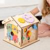 Almencla Busy Board Wooden House Sensory Toy 14 in 1 Basic Life Skills Early Education Wooden Activity House for Kindergarten Children Birthday Gift view 4