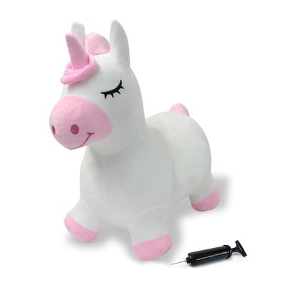 JAMARA Jumping Unicorn with Plush Cover and Pump Animal Ears Support the Child, Durable and Durable, Easy Care, Washable, Jumping Ball, White