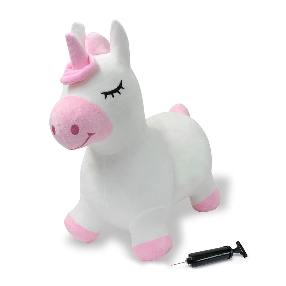 JAMARA Jumping Unicorn with Plush Cover and Pump Animal Ears Support the Child, Durable and Durable, Easy Care, Washable, Jumping Ball, White