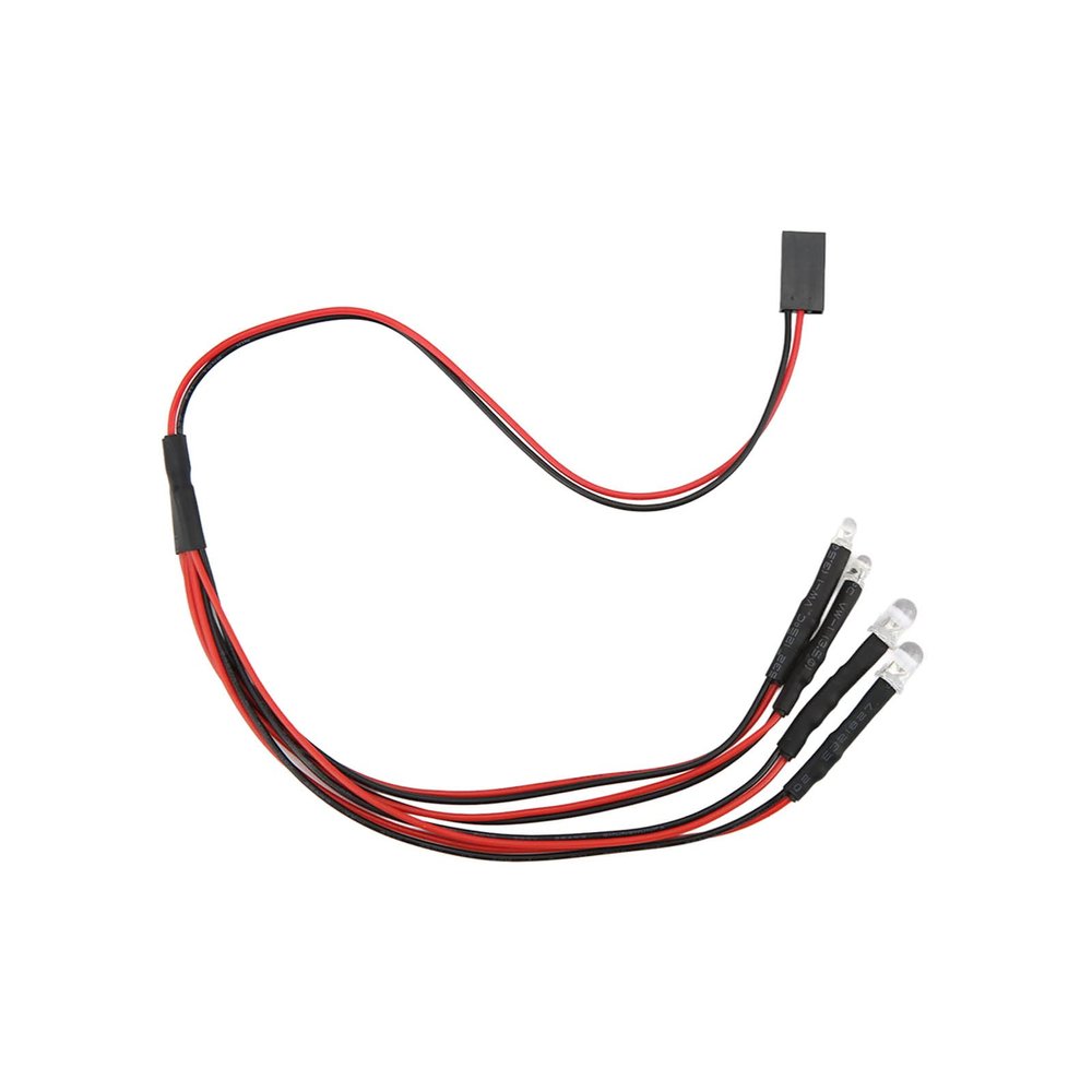 4 LED Rock Lights Kit for Axial SCX24 1/24 RC Crawler Car Upgrade Parts, White and Red Headlight Taillight Lighting System with Remote Control
