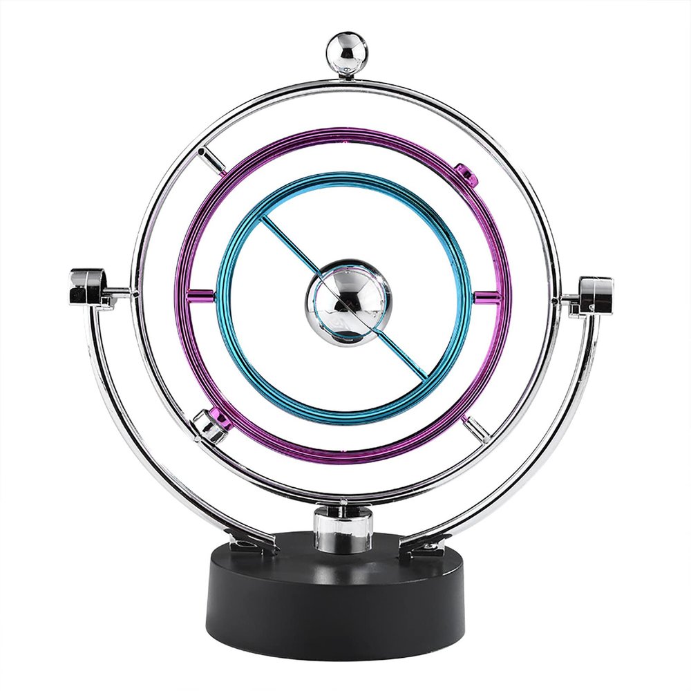 TOPINCN Balance Pendulum, Perpetual Motion Craft Celestial Body Movement Orbital Electric Wiggler, Revolving Art Balance Balls Office Desk Ornament