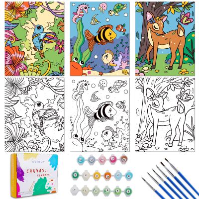 3 Pack Paint by Numbers for Kids Ages 8-12, 10*8"Color by Number for Kids Framed Canvas with 17 Acrylic Paint Pots and 6 Brushes, Kids'paint by number, Arts and Crafts Art Supplies for Kids 9-12