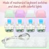Keyboard Fidget Toys for Adults Keyboard Clicker with LED Light Keychain Fidget Sensory Fun Toys for Anxiety Decompression (Macaroon2, 4 in 1) view 3