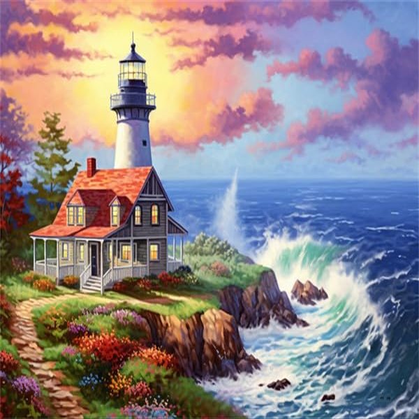 1000 Piece Jigsaw Puzzles for Adults Beach Lighthouse Sunset Formation Wooden DIY Families Toys Gift for Home 29.5 x 19.6 in