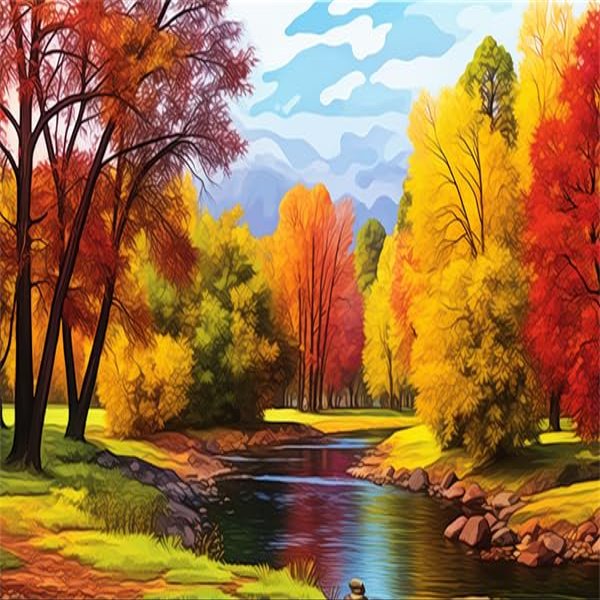 1000 Piece Jigsaw Puzzles for Adults Autumn Trees Rivers Formation Wooden DIY Families Toys Gift for Home 29.5 x 19.6 in