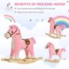Qaba Rocking Horse Plush Animal on Wooden Rockers, Baby Rocking Chair with Sounds, Moving Mouth, Wagging Tail, Pink view 3