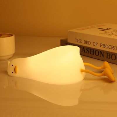 MAGOHMT Existential Crisis Duck Lamp - 3-Level Dimmable Rechargeable Night Light for Kids Breastfeeding & Nursery | Silicone, Touch Control & Lying Flat Design, Toddler Room Safe (Ducky Lay Lamp)