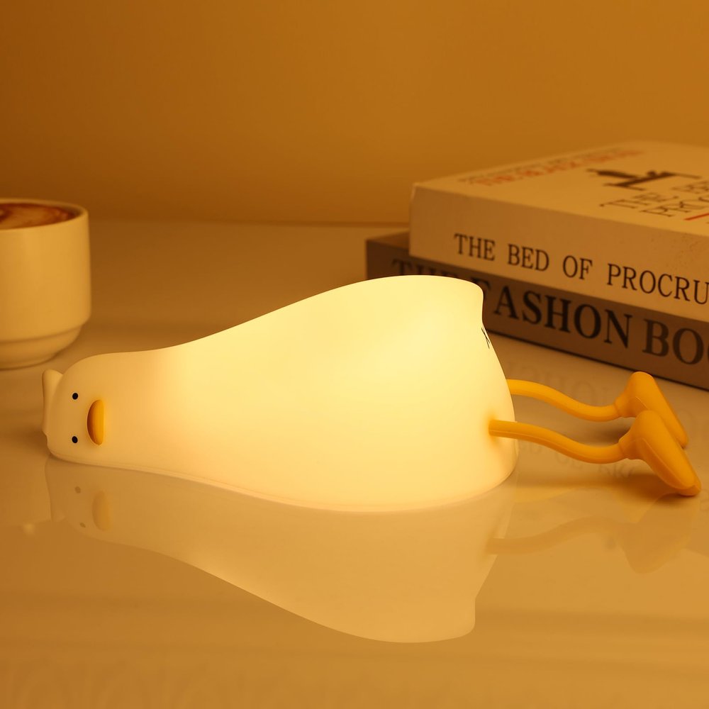 MAGOHMT Existential Crisis Duck Lamp - 3-Level Dimmable Rechargeable Night Light for Kids Breastfeeding & Nursery | Silicone, Touch Control & Lying Flat Design, Toddler Room Safe (Ducky Lay Lamp)