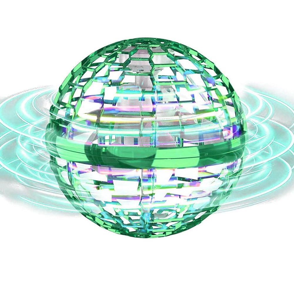 ATHLERIA Green Magic Flying Orb Ball with Lights,Cool Stuff Gadgets Christmas Birthday Gift Ideas for Boy Girl Teen 6 7 8 9 10+ Year,Indoor Outside Hover Boomerang Mini Drones