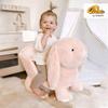 Qaba Baby Rocking Horse, Plush Rabbit Animal Rocker with Simulated Sound, Wooden Base, Seat Belt, Stuffed Rocking Chair for Toddler 18-36 Months, Pink view 2
