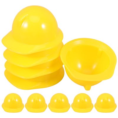 10 Pack Dollhouse Toy Construction Hard Hats, Bulk Plastic Worker Kids Party Hat, Birthday for Construction Birthday Party, Childrens Engineer,Building Dress Up Cap, Theme Favors (Yellow)