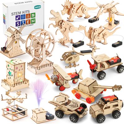 16 in 1 STEM Kits for Kids Ages 10-12, DIY Stem Craft Projects, Kids Wood Building Toys, Wooden 3D Puzzles Model Kit for Boys to Build,Educational Science Set for Age 8 9 10 11 12 Year