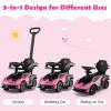 GLACER 3-in-1 Licensed Lamborghini Ride on Push Car, Kids Toy Stroller w/Push Handle, Armrest Guardrail, Under Seat Storage, Horn, Extendable Footrest, Sliding Walker for Boys & Girls (Pink) view 2
