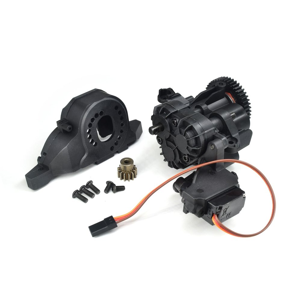 JOYSOG Metal 2 Speed Transmission Gearbox with Internal Gears Set for Traxxas 1/10 TRX-4 TRX-6 RC Crawler Car Upgrade Parts(Black)