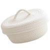 Hamper Baskets with Lids Desktop Woven Container Desktop Organizer Baskets Desktop Cosmetics Organizer Desktop Basket Decorative Basket with Lid White Cotton Rope Nordic Jewelry view 1