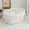 Hamper Baskets with Lids Desktop Woven Container Desktop Organizer Baskets Desktop Cosmetics Organizer Desktop Basket Decorative Basket with Lid White Cotton Rope Nordic Jewelry view 2