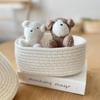Hamper Baskets with Lids Desktop Woven Container Desktop Organizer Baskets Desktop Cosmetics Organizer Desktop Basket Decorative Basket with Lid White Cotton Rope Nordic Jewelry view 4