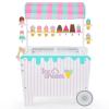 Costzon Ice Cream Cart Playset, Wooden Grocery Store w/Display Rack & Shelves, Frozen Compartment, 2 Large Wheels, Push Handle, 16 PCS Play Food, Toddler Ice Cream Trunk Toy Set for Boys Girls 3+ view 1