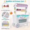 Costzon Ice Cream Cart Playset, Wooden Grocery Store w/Display Rack & Shelves, Frozen Compartment, 2 Large Wheels, Push Handle, 16 PCS Play Food, Toddler Ice Cream Trunk Toy Set for Boys Girls 3+ view 3