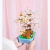 608 Pcs Creative Street View Flowers Music Box Building Set, Rotating Sakura Treehouse Music Box Building Model Set, DIY Architecture Construction Building Toy (516002) view 2