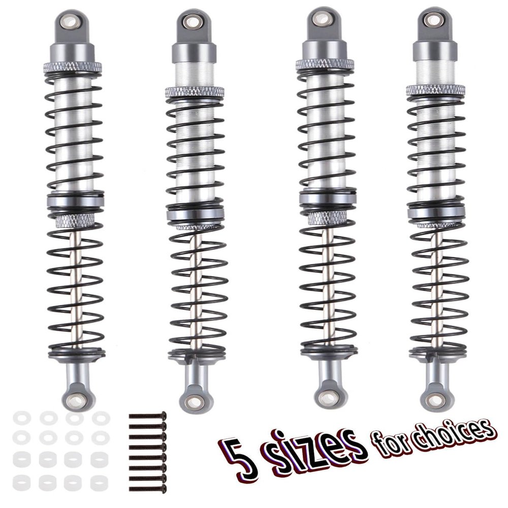 hopsupRC 120mm 7075 Front Rear Shocks Absorber Damper Upgrades for 1/10 RC Hobby Cars,4PCS Aluminum Full Metal RC Shocks Absorber,Titanium