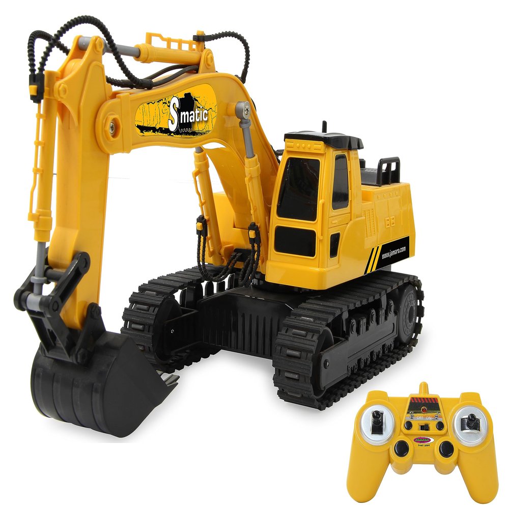JAMARA S-Matic 2.4 GHz Excavator, 360 Tower Rotation, Charging/Unloading, Yellow