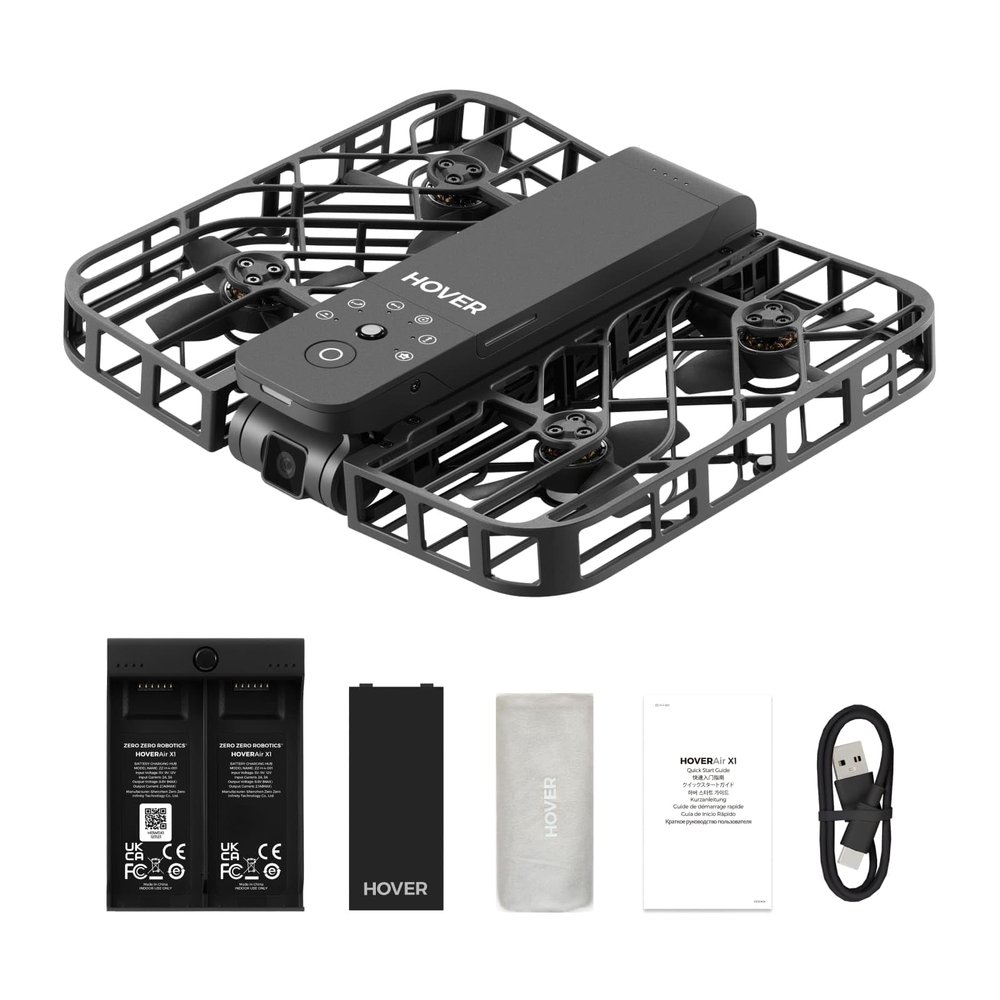 HOVERAir X1 Drone with Camera, Self-Flying Camera Drone with Follow Me Mode, Foldable Mini Drone with HDR Video Capture, Palm Takeoff, Intelligent Flight Paths, Hands-Free Control Black (Combo)