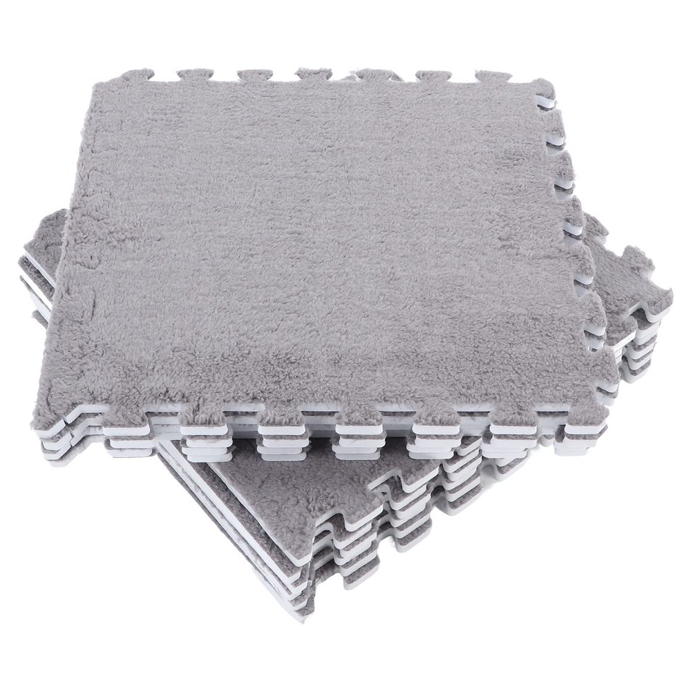 10Pcs Baby Foam Play Mat, Soft Baby Play Mat, Thickened Plush Foam Interlocking Floor Mat, Plush Foam Floor Mat, Baby Floor Mat for Children Kids Room Home Parlor Bedroom (Gray)