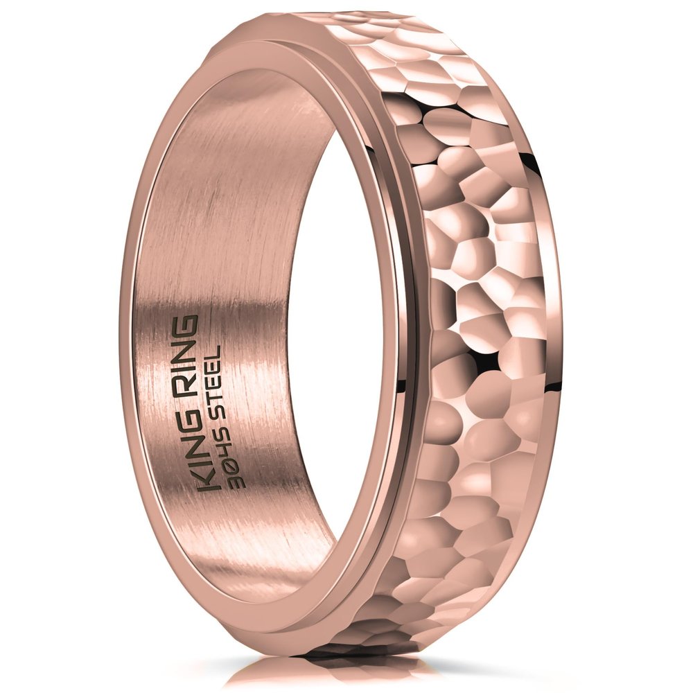 King Ring 6mm Spinner Hammered Ring  Stress Relief Fidget Ring for Men & Women K39V2  Rose 10