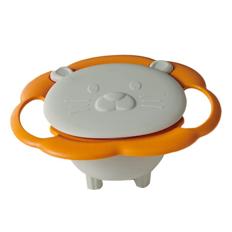 Spill Bowl 360 Degree Rotation Shatter Resistant Magic Bowl for Outdoor Home for Toddlers (White)
