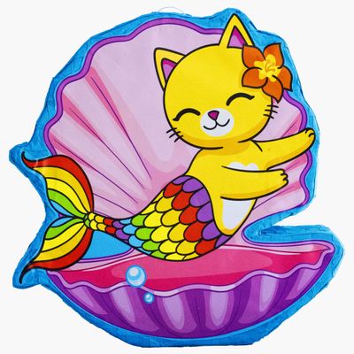 Cat Mermaid Pinata (16 x 13 x 4 inches), Perfect for Birthday Parties, Kids Carnivals, Cat Birthday Party, Kitty Party Supplies, Mermaid Party, Childrens Parties
