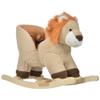 Qaba Baby Rocking Horse Lion with Sound, Plush Stuffed Rocking Animals, Wooden Rocking Horse with Seat Belt for 18-36 Months Boys and Girls Gift, Brown view 1
