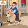 Qaba Baby Rocking Horse Lion with Sound, Plush Stuffed Rocking Animals, Wooden Rocking Horse with Seat Belt for 18-36 Months Boys and Girls Gift, Brown view 2