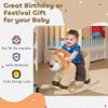 Qaba Baby Rocking Horse Lion with Sound, Plush Stuffed Rocking Animals, Wooden Rocking Horse with Seat Belt for 18-36 Months Boys and Girls Gift, Brown view 3