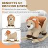 Qaba Baby Rocking Horse Lion with Sound, Plush Stuffed Rocking Animals, Wooden Rocking Horse with Seat Belt for 18-36 Months Boys and Girls Gift, Brown view 4