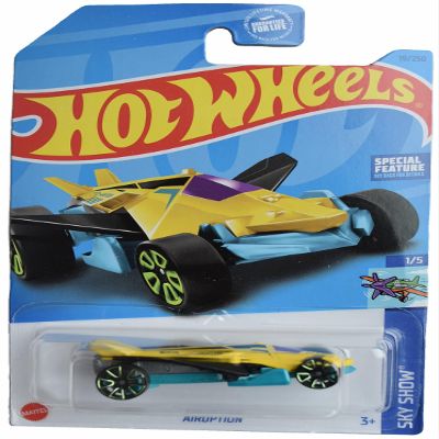 Hot Wheels 1:64 Scale Die Cast Car, Airuption, Sky Show, Yellow, 7"L x 4"W x 2"H, Unisex, Children Aged 3-12