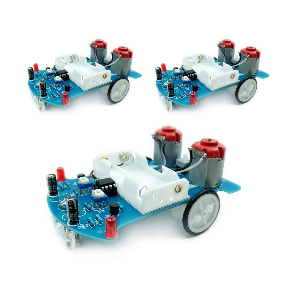 3pcs EI Electronic Intelligent Tracking Cart Kit Electronic Practice Kit for Students Teenagers Adults DIY Practice Soldering Projects Learn to Solder Kits for Home and School Education