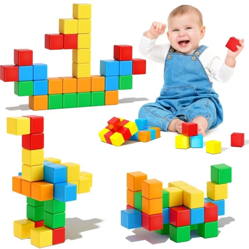 KAEILORU Magnetic Blocks for Kids Ages 3-5 4-8 Magnetic Building Blocks for Toddlers Magnet Cubes Sensory Creative Learning Toys Gift for Kids 3 4 5 6 7+Year Old Boys Girls Birthday