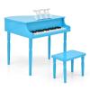 Costzon Classical Kids Piano, 30 Keys Wood Toy Grand Piano with Music Stand and Bench, Mini Musical Toy for Child, Ideal for Children's Room, Toy Room, Best Gifts (4 Straight Leg, Blue) view 1
