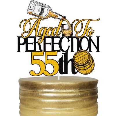 Aged To Perfection 55th Birthday Cake Toppers Whiskey Fifty Five 55 Years Old Cake Decor Happy 55th Birthday Vintage 1978 Themed Party Supplies
